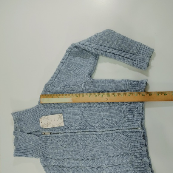 Willow & Wind Blue Cable Knit Full Zip Cropped Sweater Size S - Picture 5 of 9